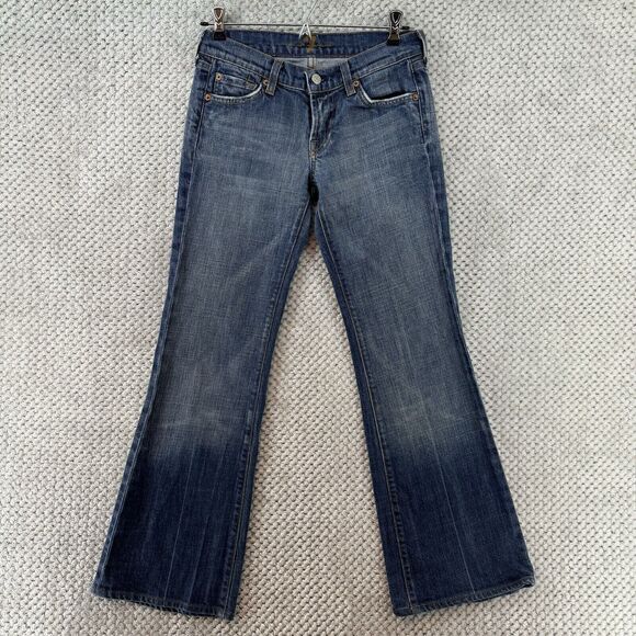 7 For All Man Kind Jeans Women 25 Blue Medium Wash Denim Flare Leg Low Rise Y2K - Picture 1 of 16